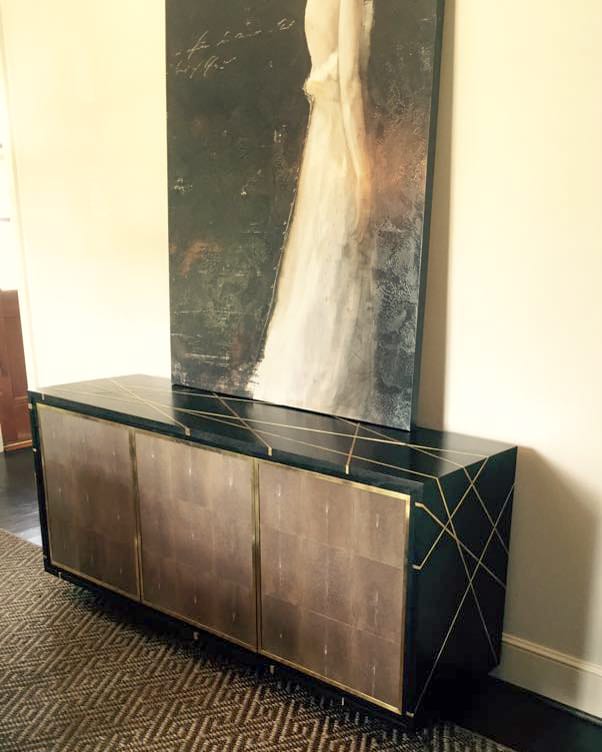 Stingray and brass inlay credenza