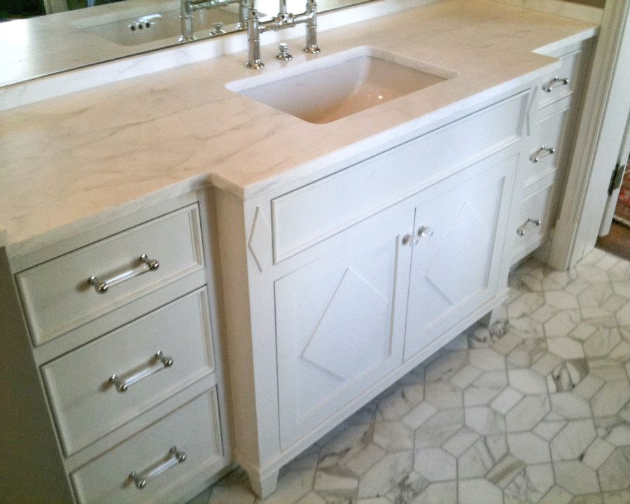 White Vanity with marble countertop