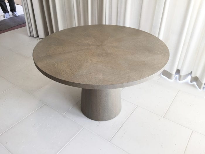 Gray patterned circular dining table