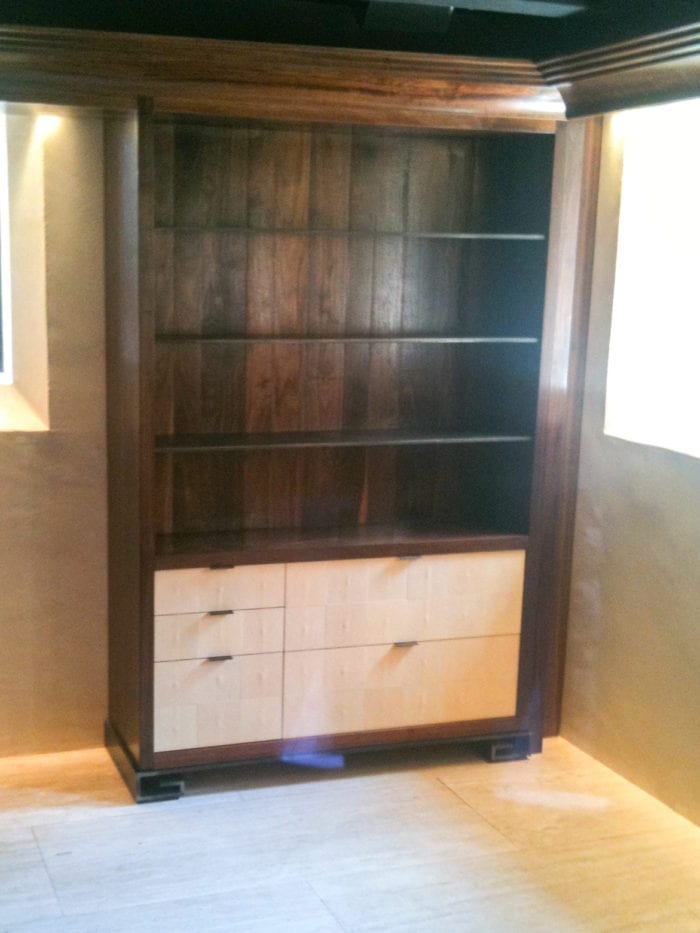 Traditional Walnut Floor to Ceiling Shelves