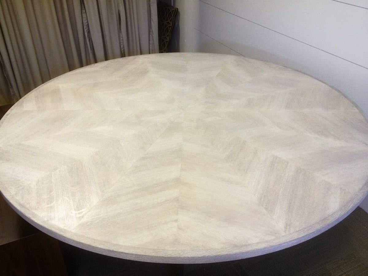 Patterned white oak table top view