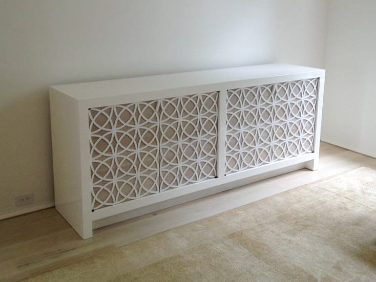 White Credenza with Circle Front Pattern
