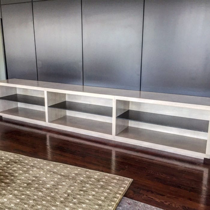 Long Grayed Bookshelves