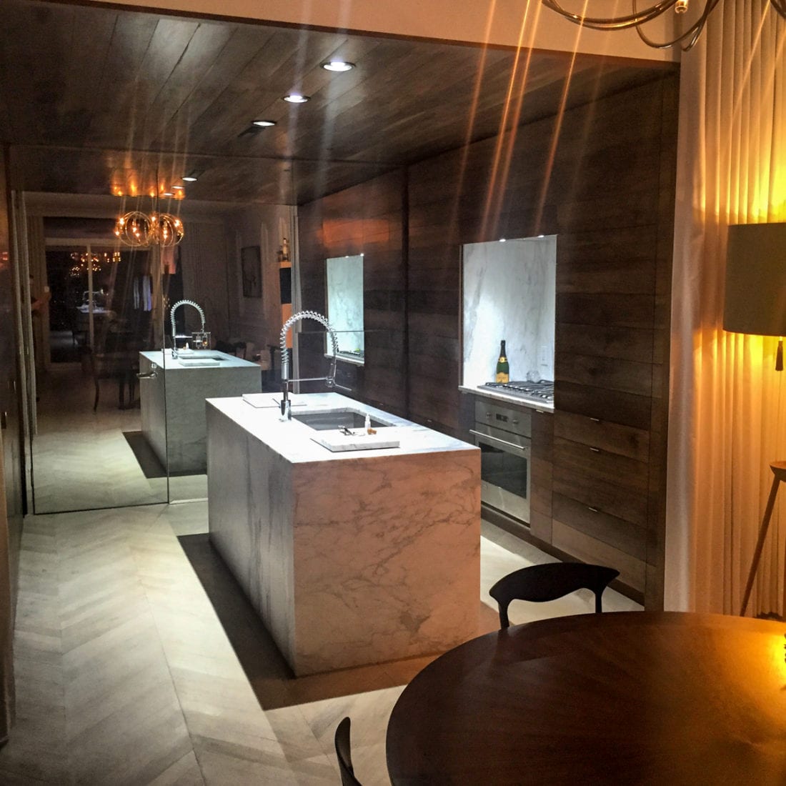 Walnut and White Marble Kitchen