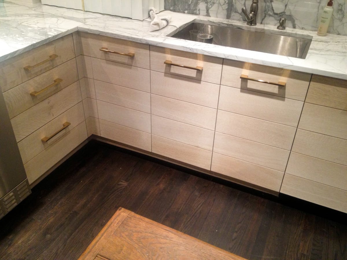White Oak Cabinets with Grayed Marble Countertops