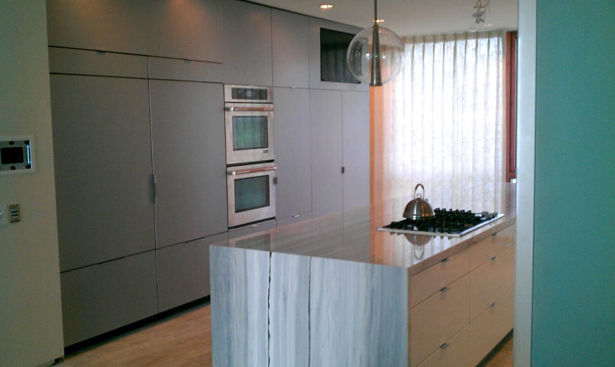 Modern Grey Kitchen with Stainless Steel Appliances