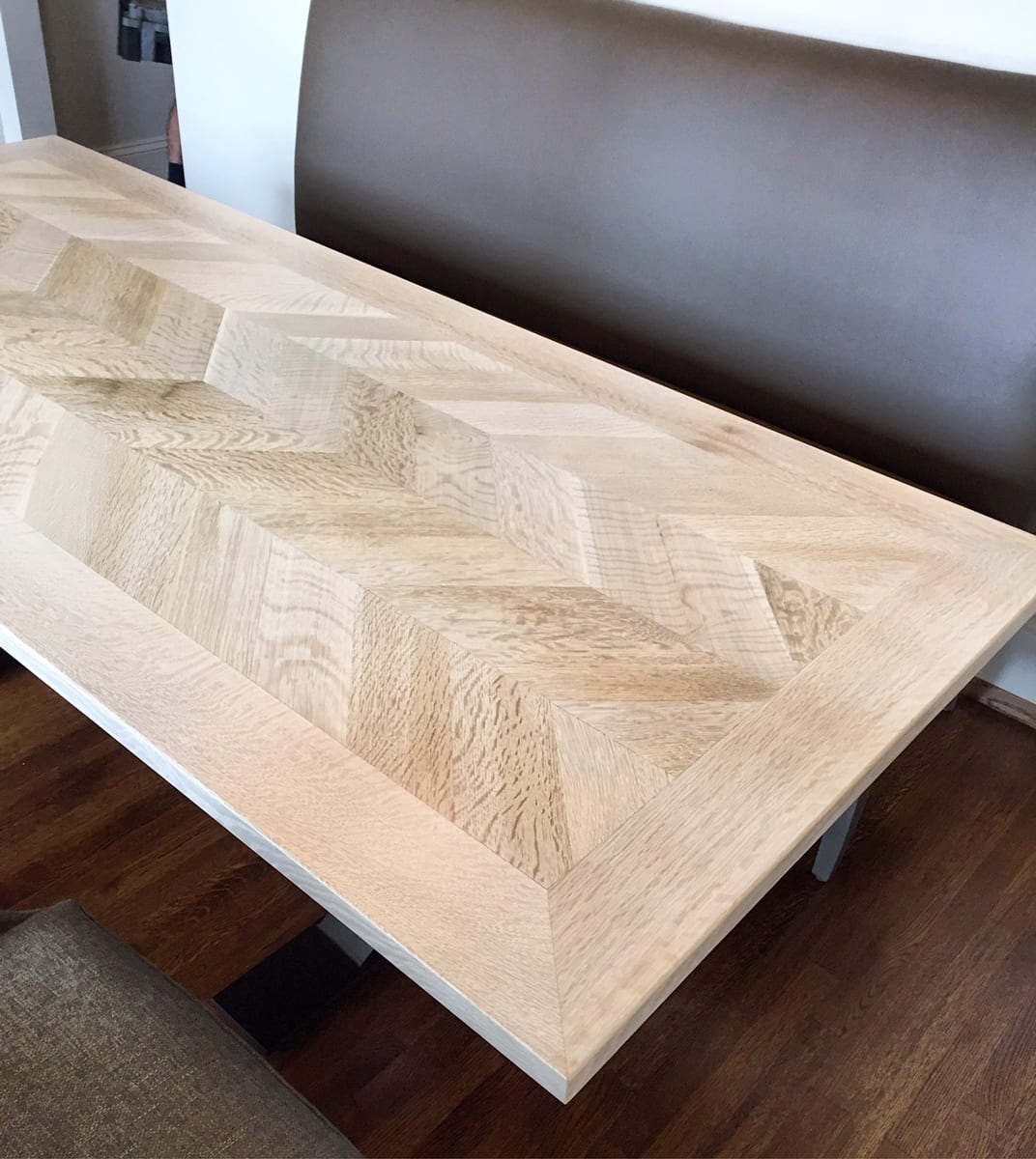 quartersawn white oak herringbone table