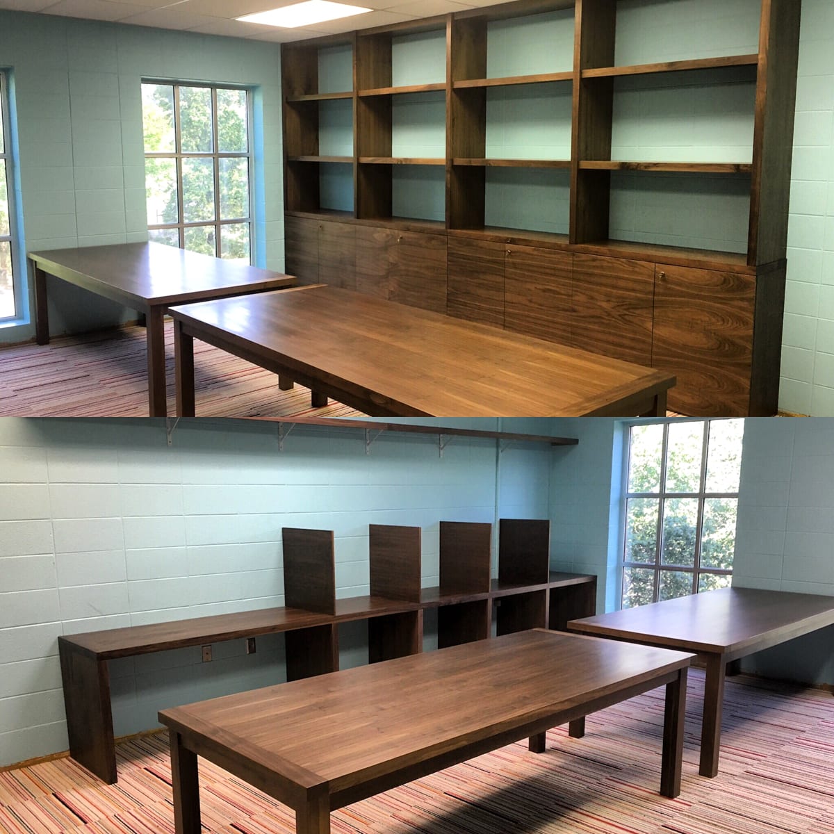 Walnut Shelves and Desks