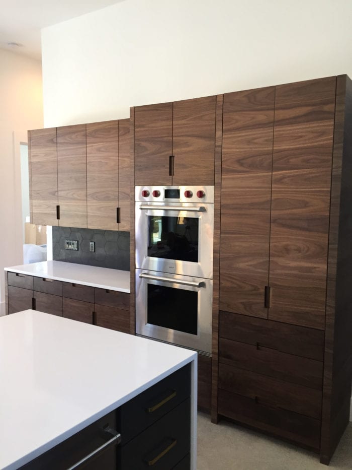 Black, White, and Walnut Kitchen left side view work in progress