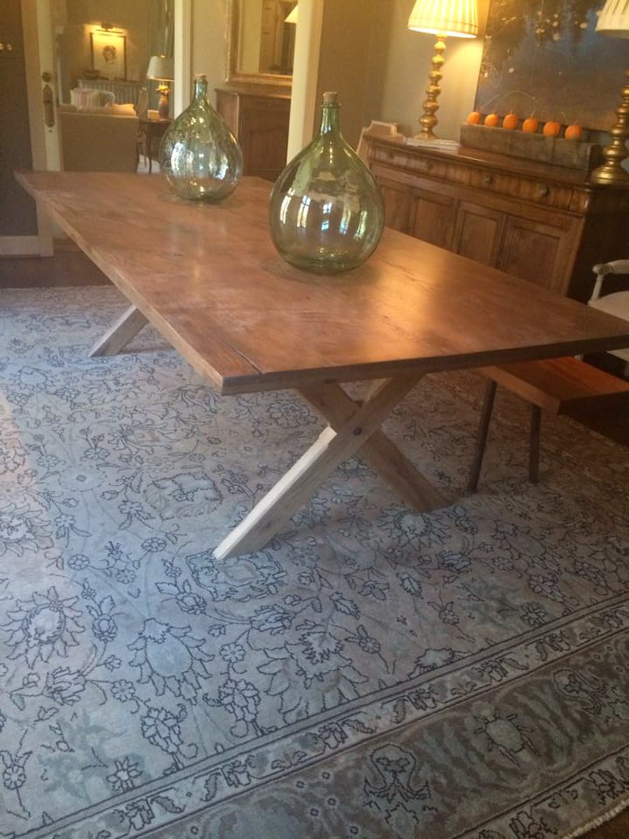 Walnut Dining Table with Light Wooden x legs