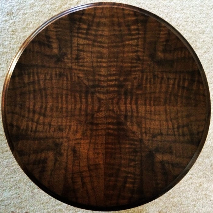 Patterned Walnut Circular Table top view