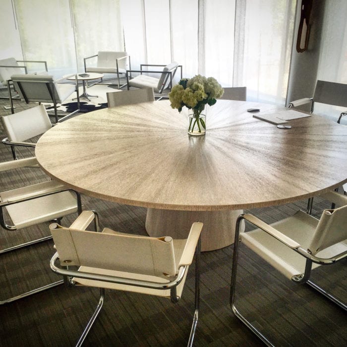 sunburst table with oreo cookie finish