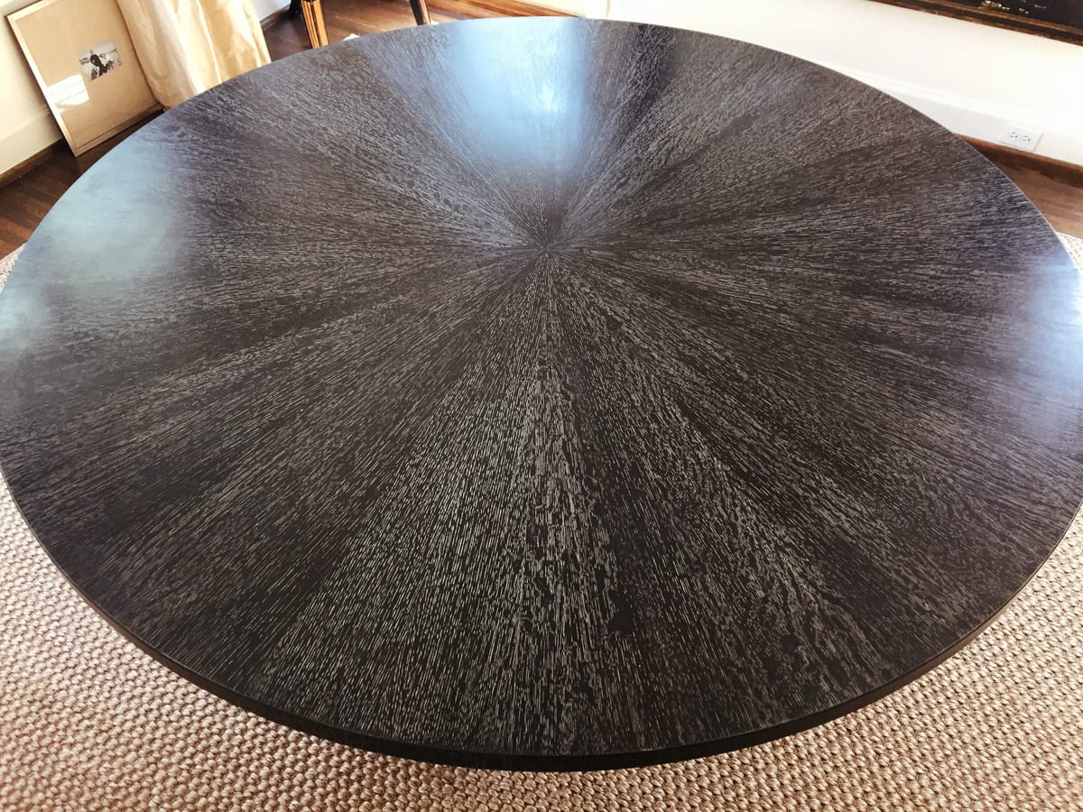 cerused black dining table with square base top view