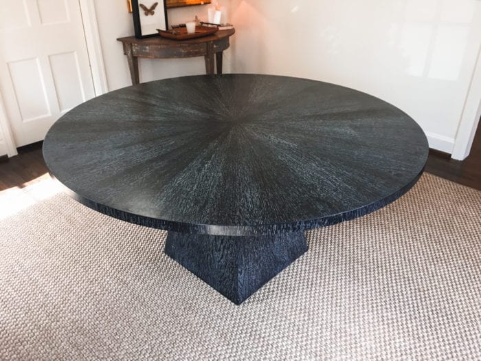 cerused black dining table with square base