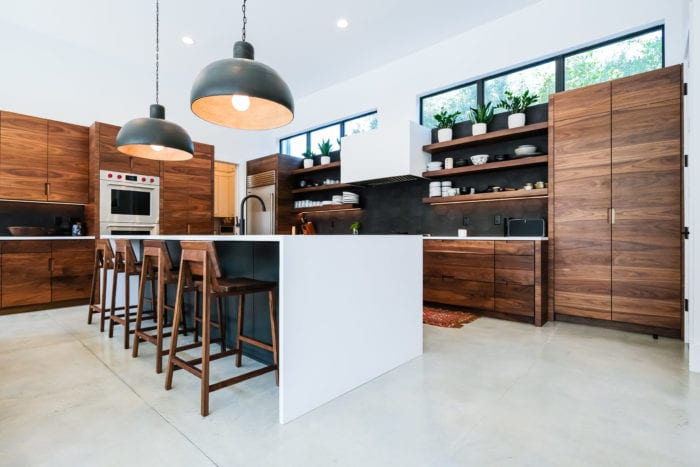 Black, White, and Walnut Kitchen left side view