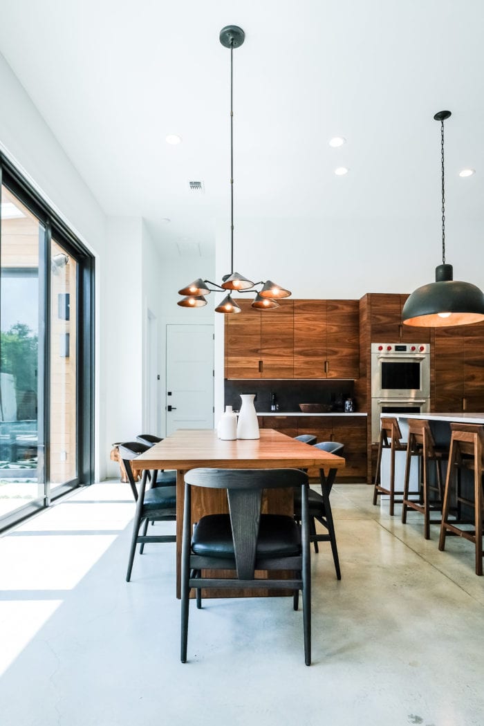 Black, White, and Walnut Kitchen table view