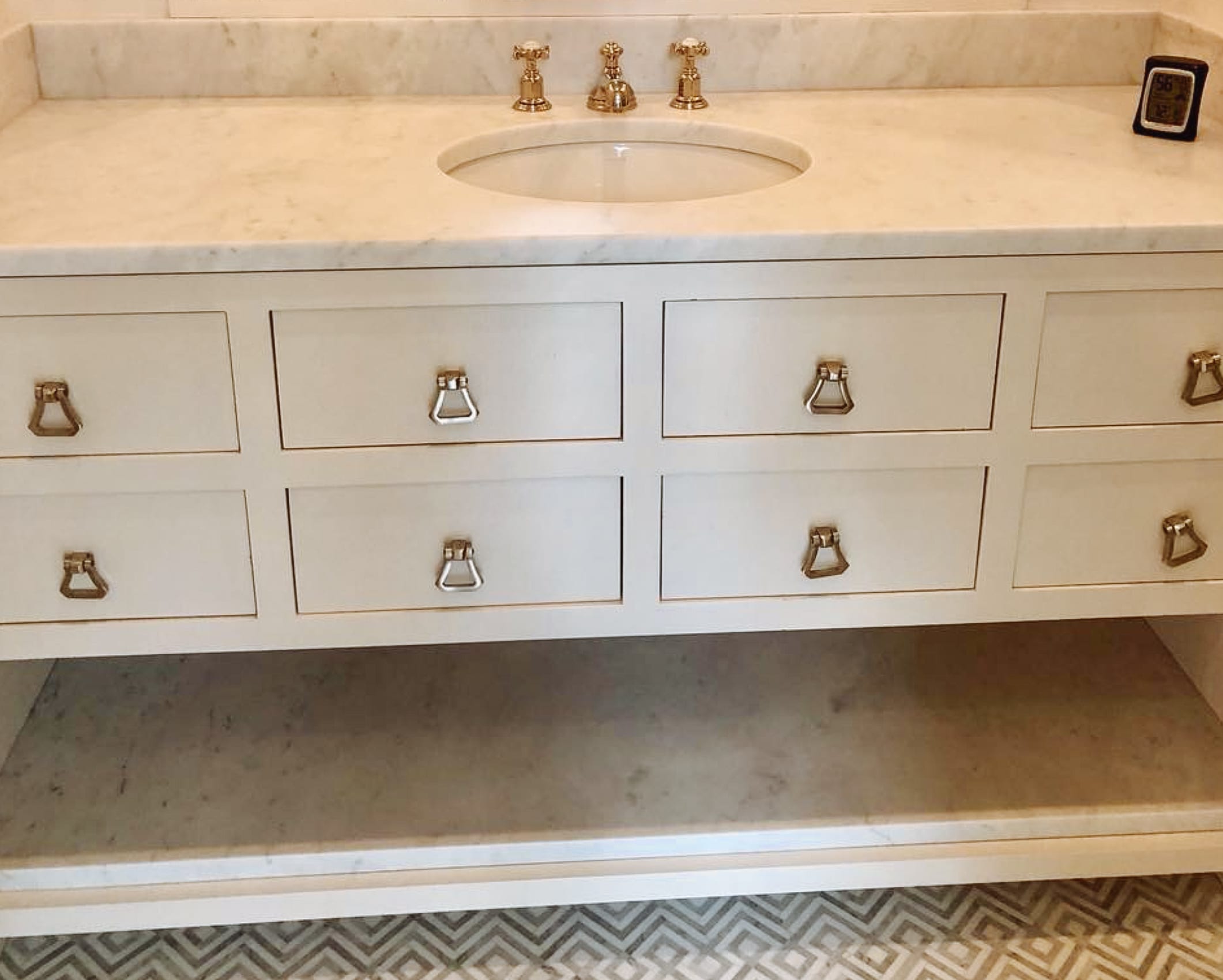 Classic White Wooden Vanity with marble countertop