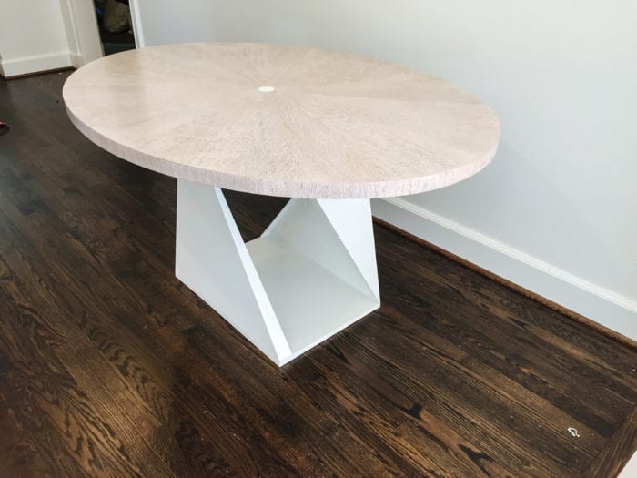 Bleached white oak sunburst breakfast table