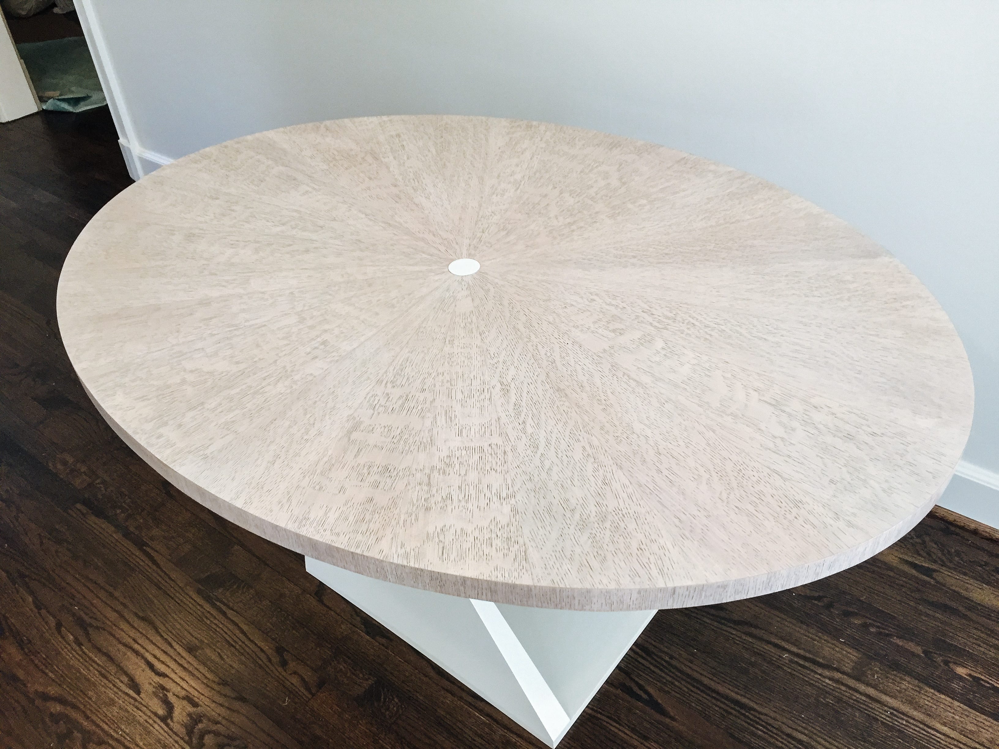 Bleached white oak sunburst breakfast table