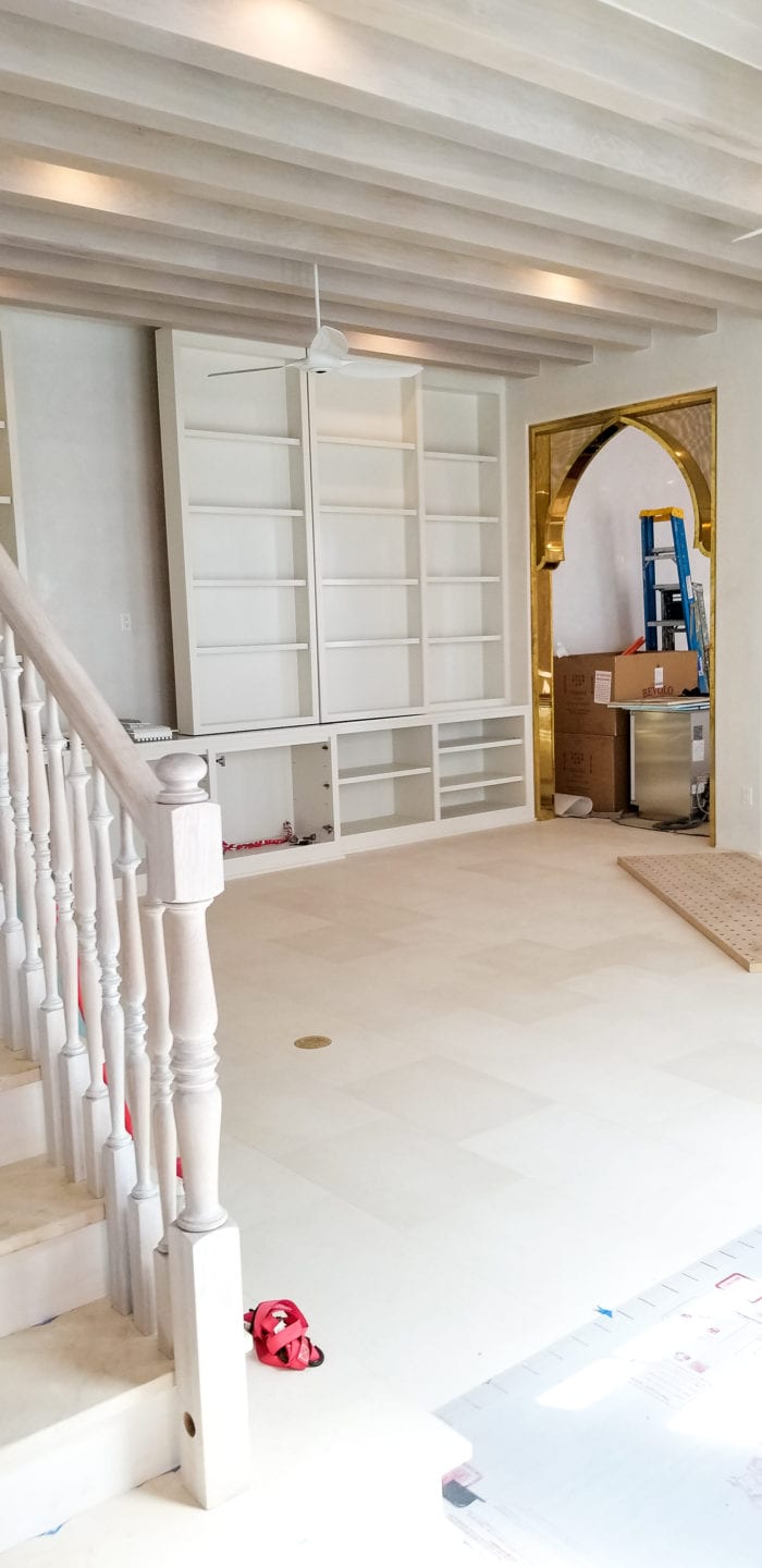 Pure White Living Room Shelves partial view