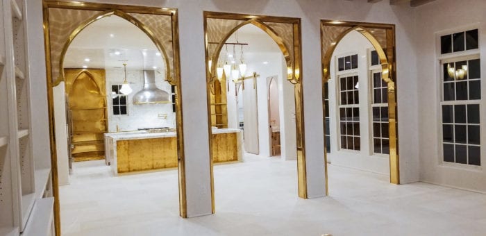 Oak and Brass Kitchen Entryway side view