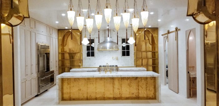 Oak and Brass Kitchen front view