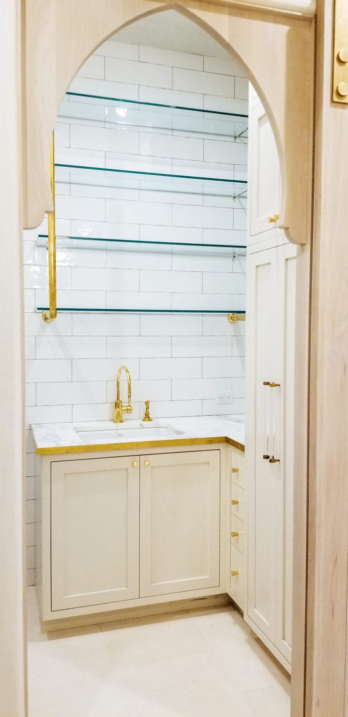 Glass Shelves with Gold Details doorway view