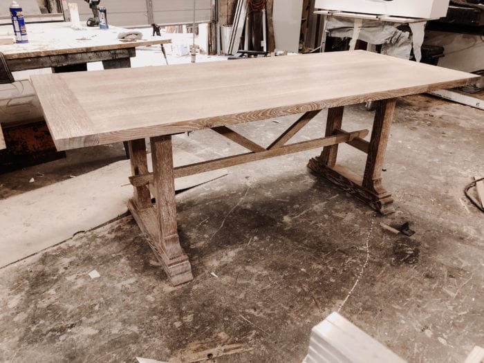Cerused grayed white oak dining table