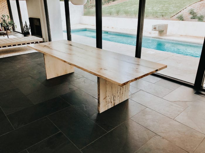 spalted maple dining table side view