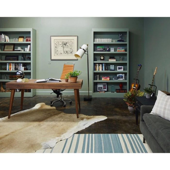 Sea Green Office with Matching Bookcases