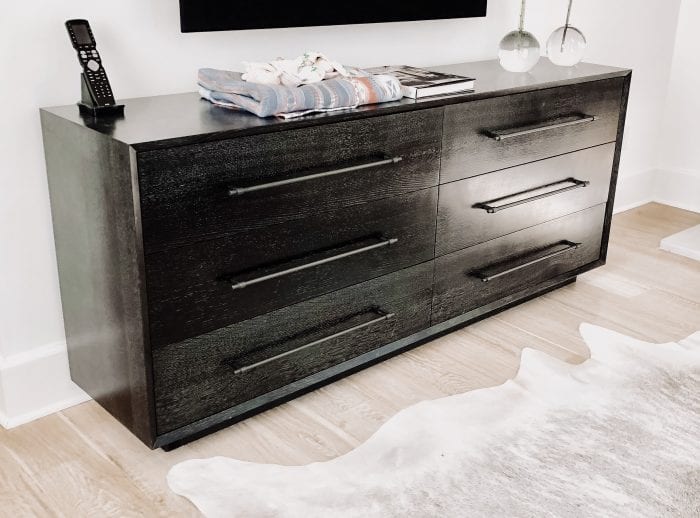 Black Oak Storage Cabinet with Steel Handles