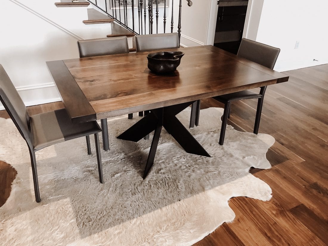 Steel and walnut table