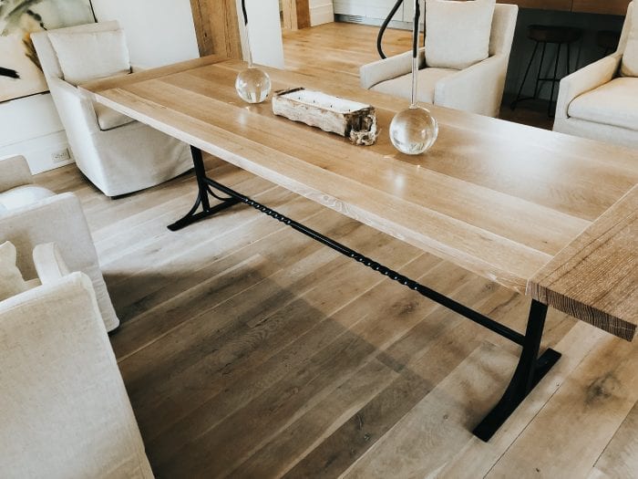 Oak and Iron table with decor
