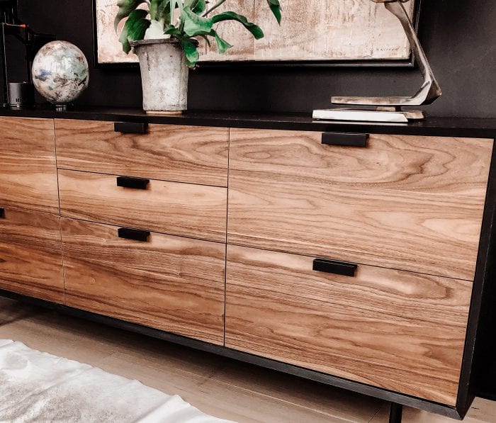 Ebonized Oak and Natural Walnut Office Credenza