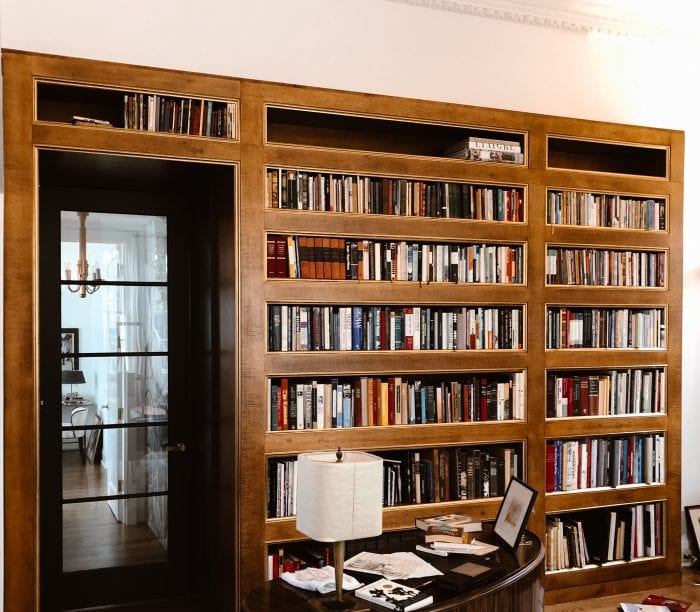 Built in Over the Door Walnut Bookcase