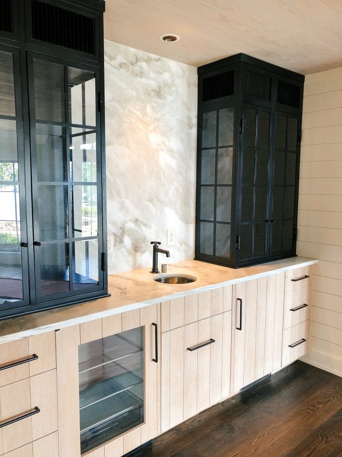 Modern Bathroom Vanity with Wooden and Black Cabinets