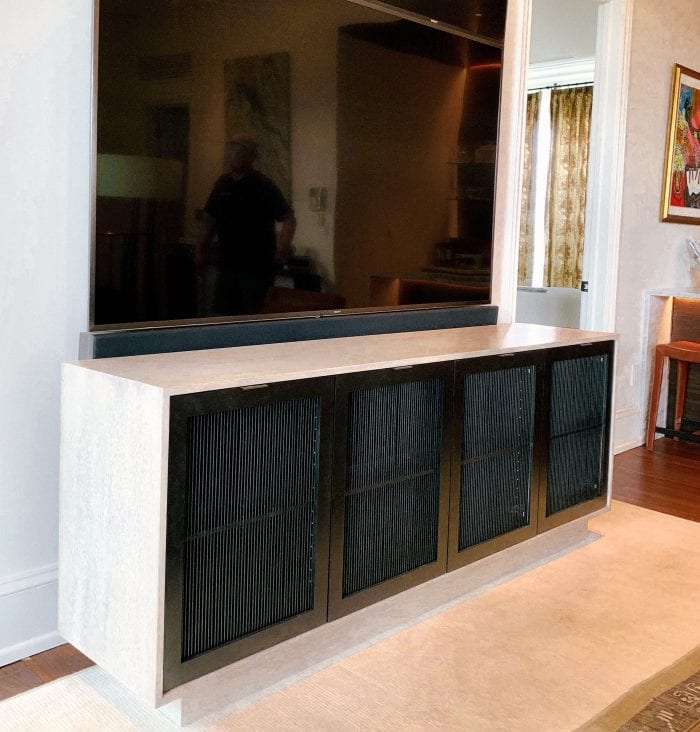 White Oak Credenza with Black Front Panels