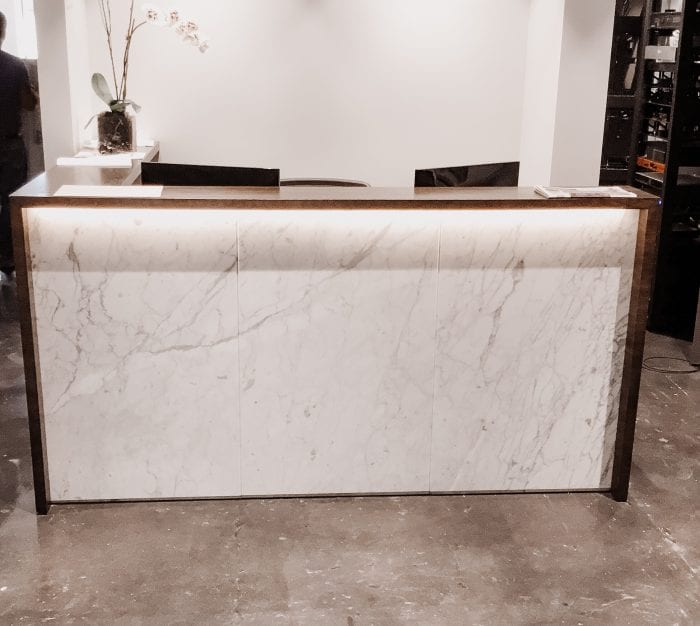 Walnut and Marble Entry Table