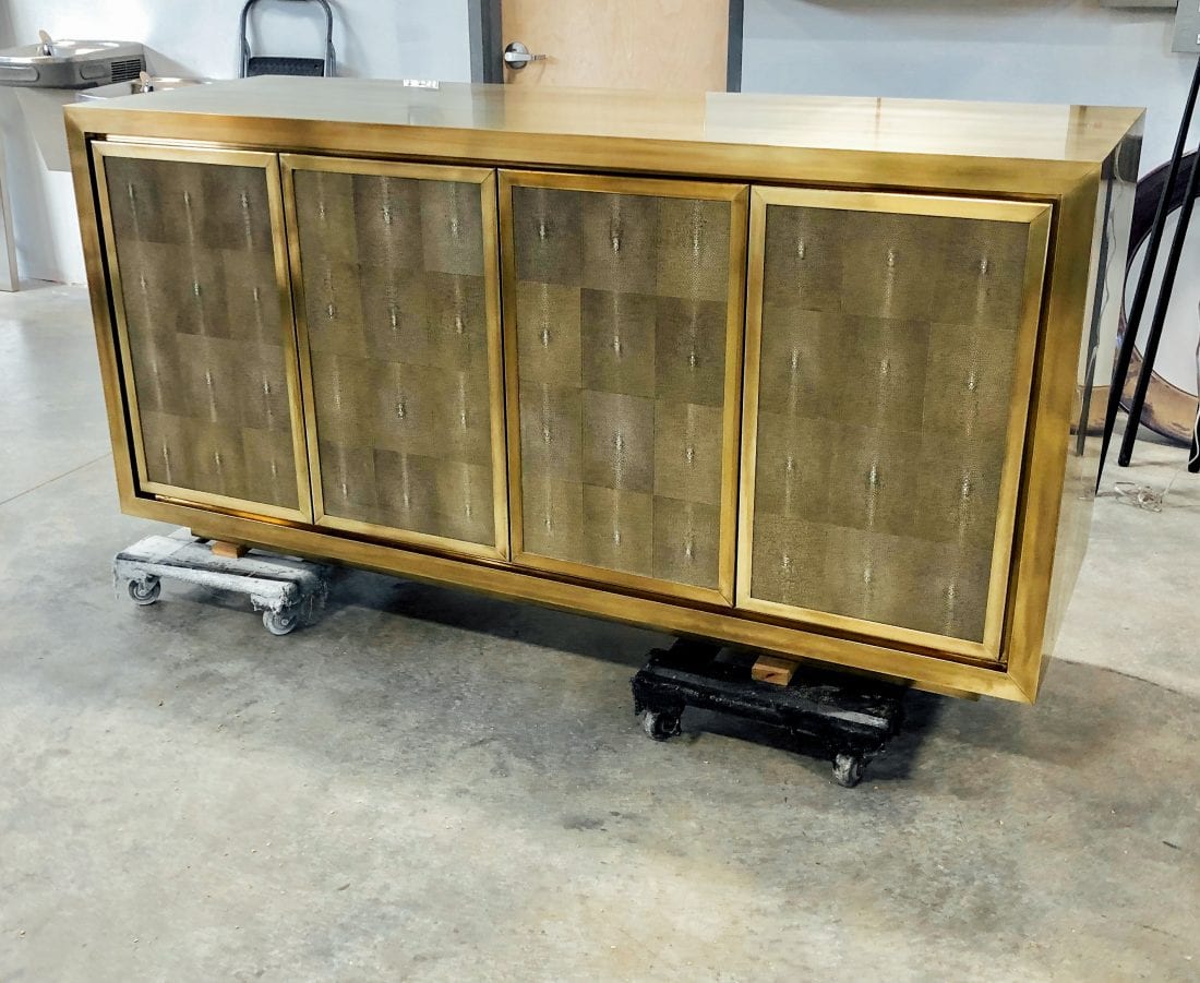 Bold brass and shagreen cabinet