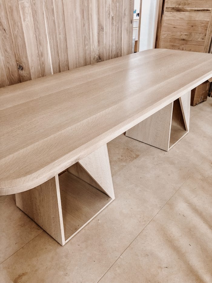 White Oak Long Dining Table side view