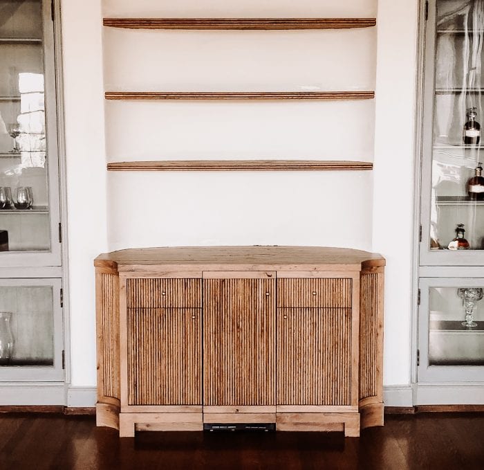 Beautiful antique white oak bar cabinets with matching shelves