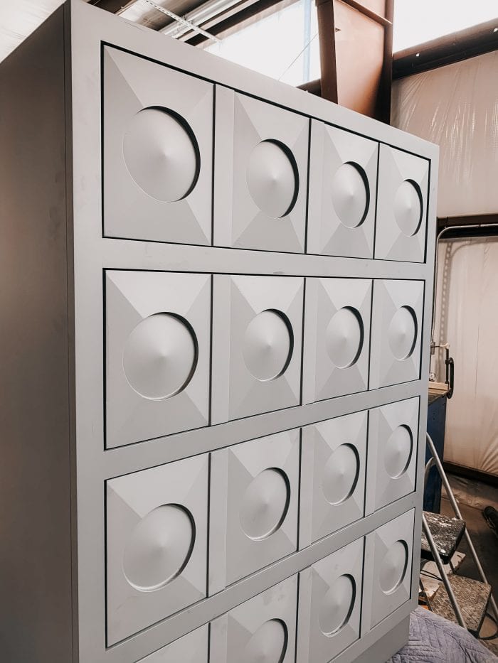 Cool Gray Dresser with Circular Details