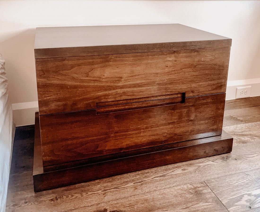Hand rubbed walnut side table