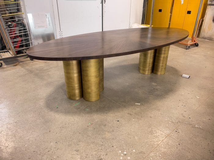 Oval Radiate table with antiqued brass base