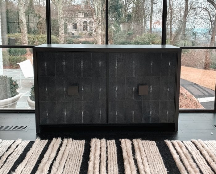 shagreen tv lift cabinet close up