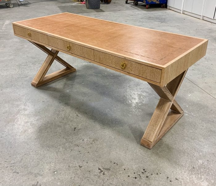 Hand-carved Leather Topped Executive Desk