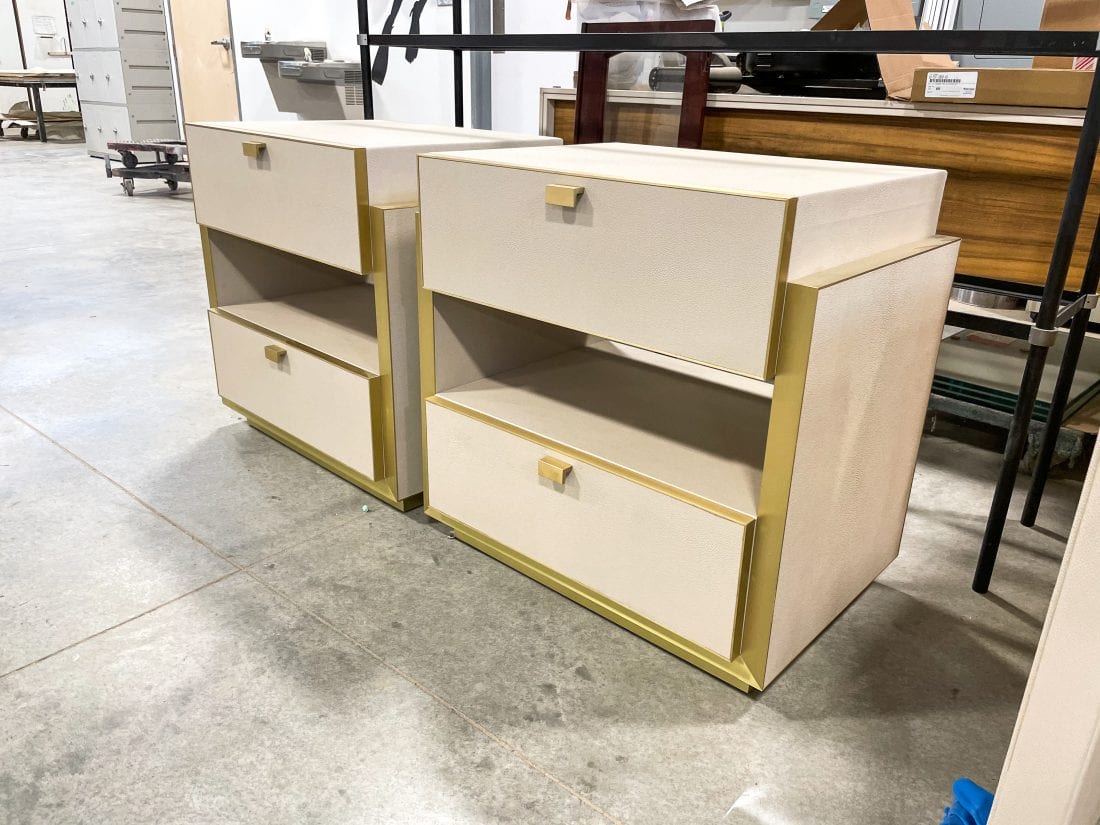 Leather and brass Bedside tables