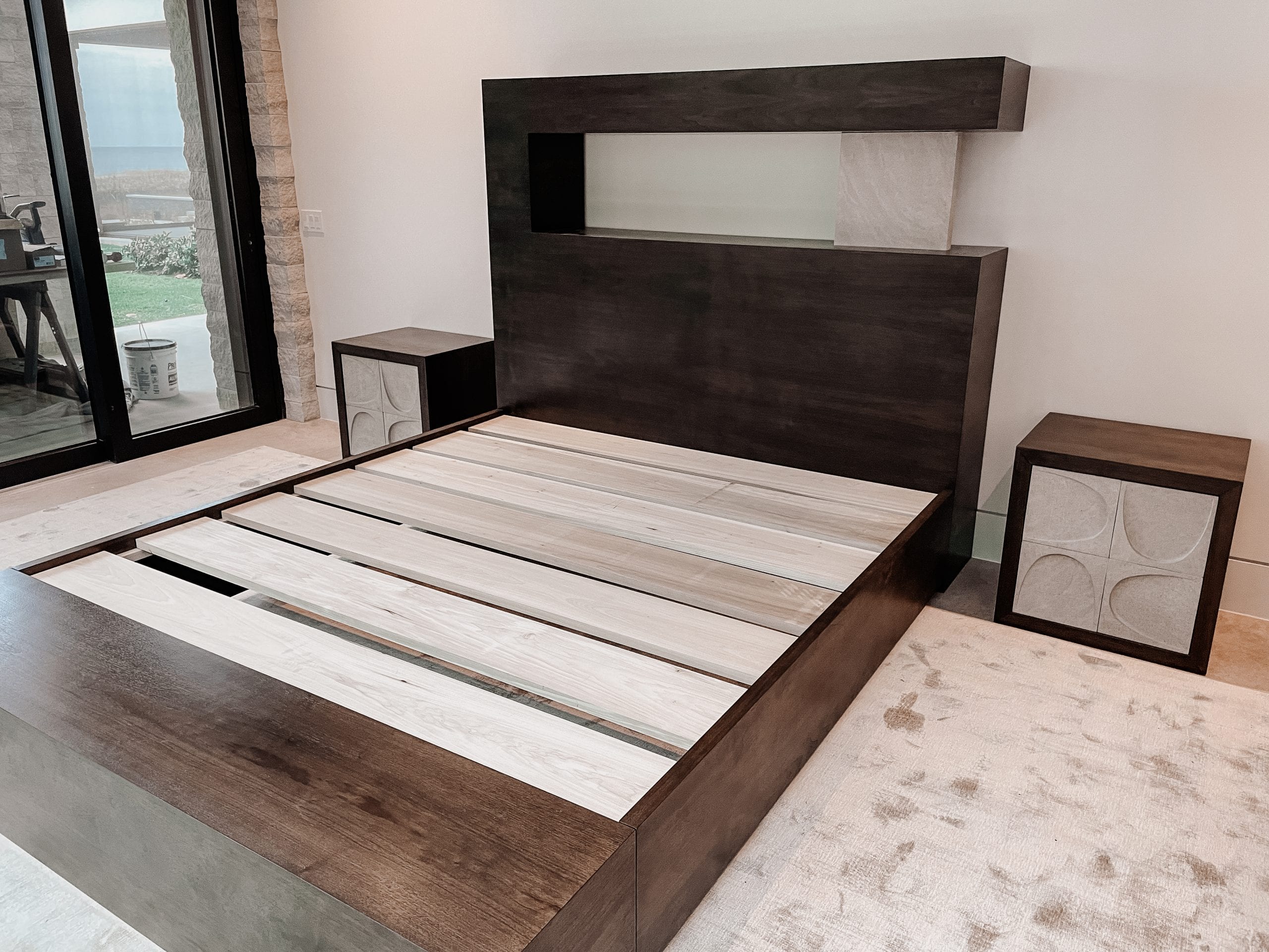 Modern bed and end tables