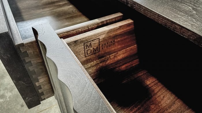 Drawer with MDM Wood Burning Detail