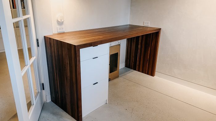 Close up of Walnut Desk Unit
